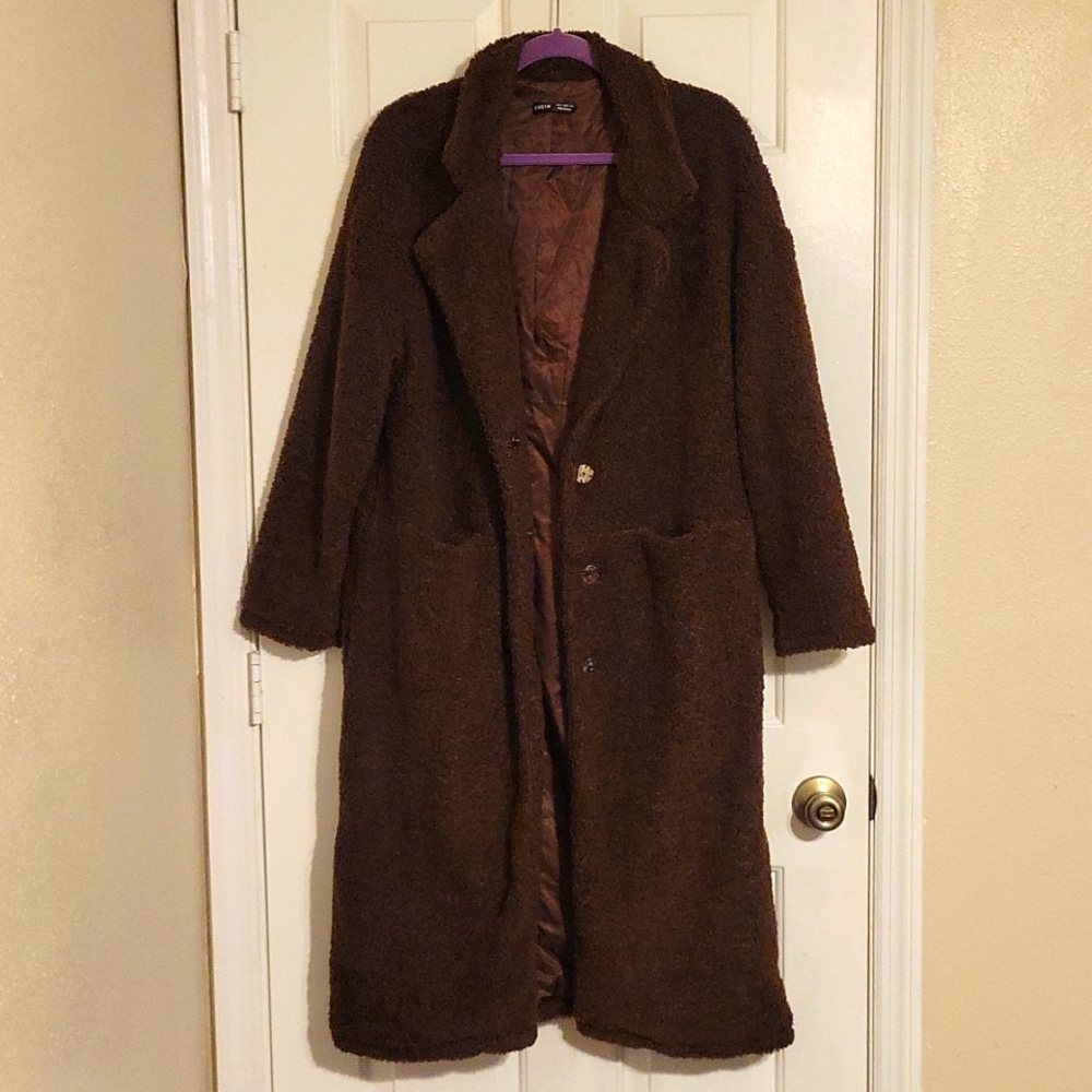 SHEIN coffee brown teddy coat